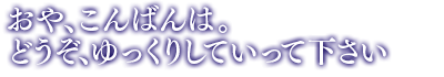 「おや、こんばんは。どうぞ、ゆっくりしていって下さい」